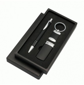 Sada kľúčenka, kovové guľ. pero a zapaľovač v darčekovej krabičke